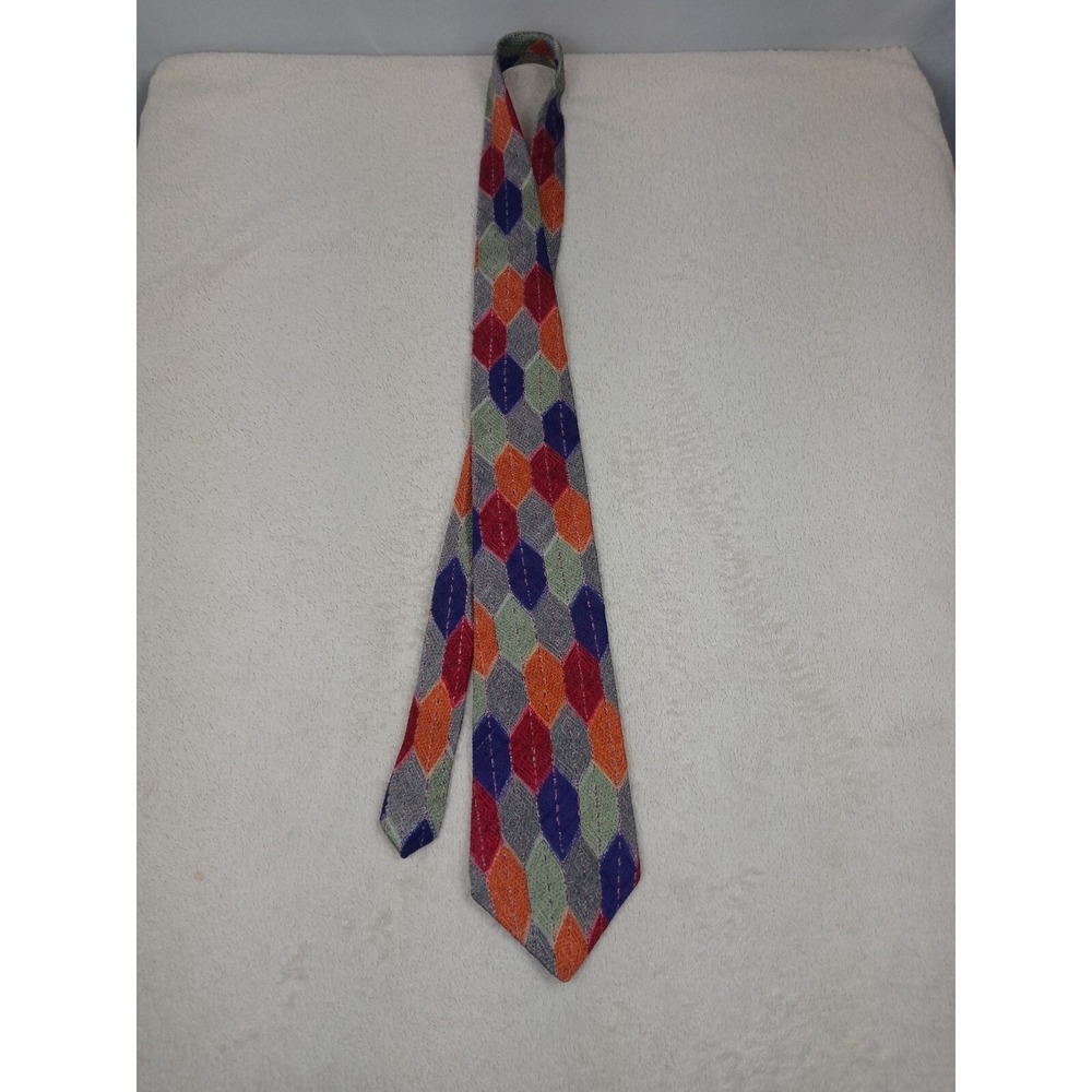 COOGI AUSTRALIA Men's 100% Silk Necktie USA‎ Designer Geometric Multi-Color EUC